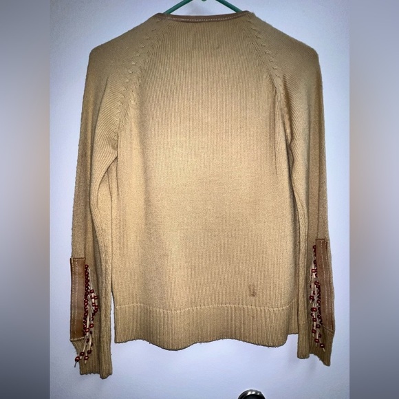 Vintage Miller Suede Fringe Beaded Sweater Sz.L - Picture 4 of 6